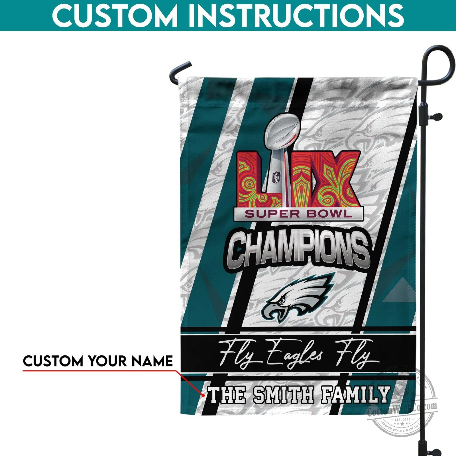 Philadelphia Eagles Super Bowl LIX Champions Garden Flag 17 Philadelphia Eagles Super Bowl LIX Champions Garden Flag