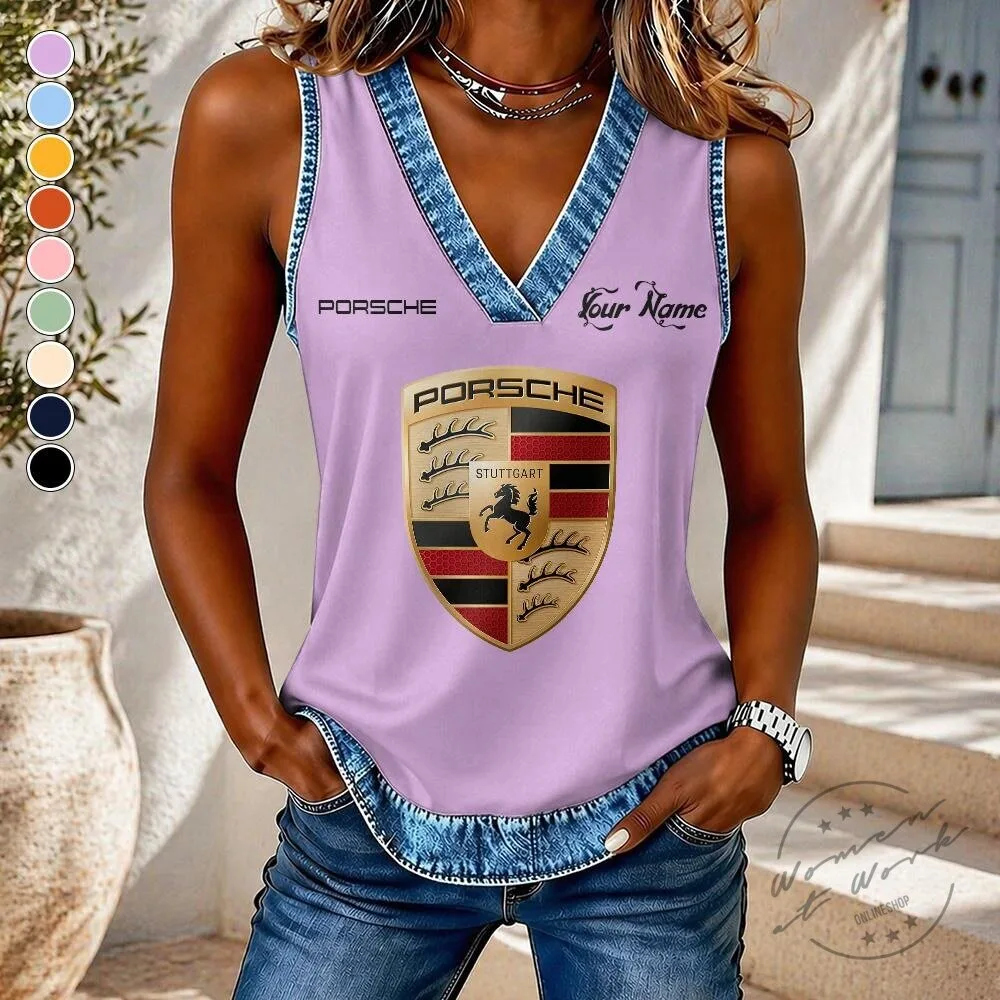 Porsche Stuttgart Crest Custom Name V-Neck Sleeveless Tank Top 8 Porsche Stuttgart Crest Custom Name V-Neck Sleeveless Tank Top