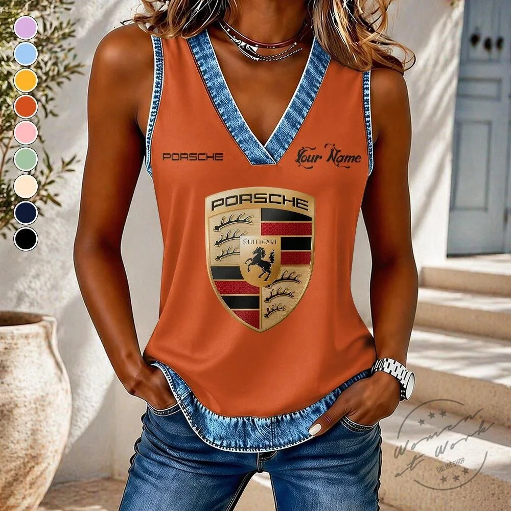 Porsche Stuttgart Crest Custom Name V-Neck Sleeveless Tank Top 11 Porsche Stuttgart Crest Custom Name V-Neck Sleeveless Tank Top