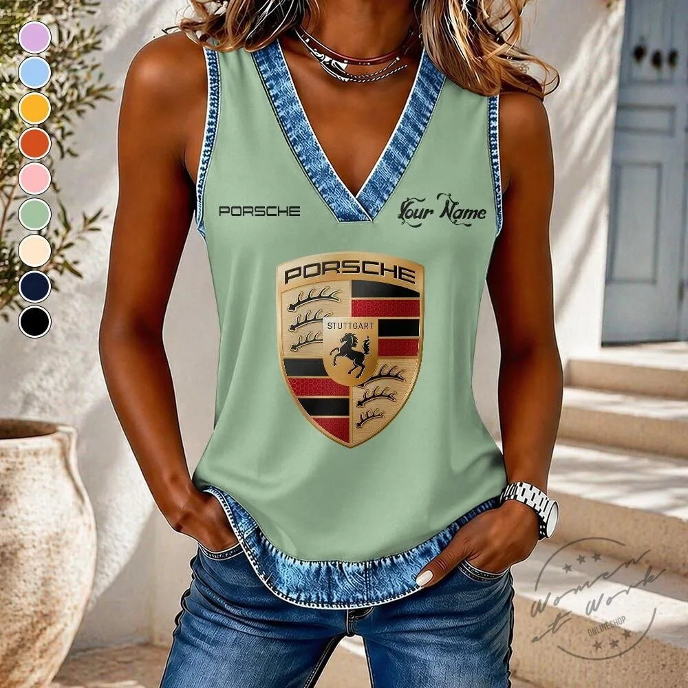 Porsche Stuttgart Crest Custom Name V-Neck Sleeveless Tank Top 13 Porsche Stuttgart Crest Custom Name V-Neck Sleeveless Tank Top