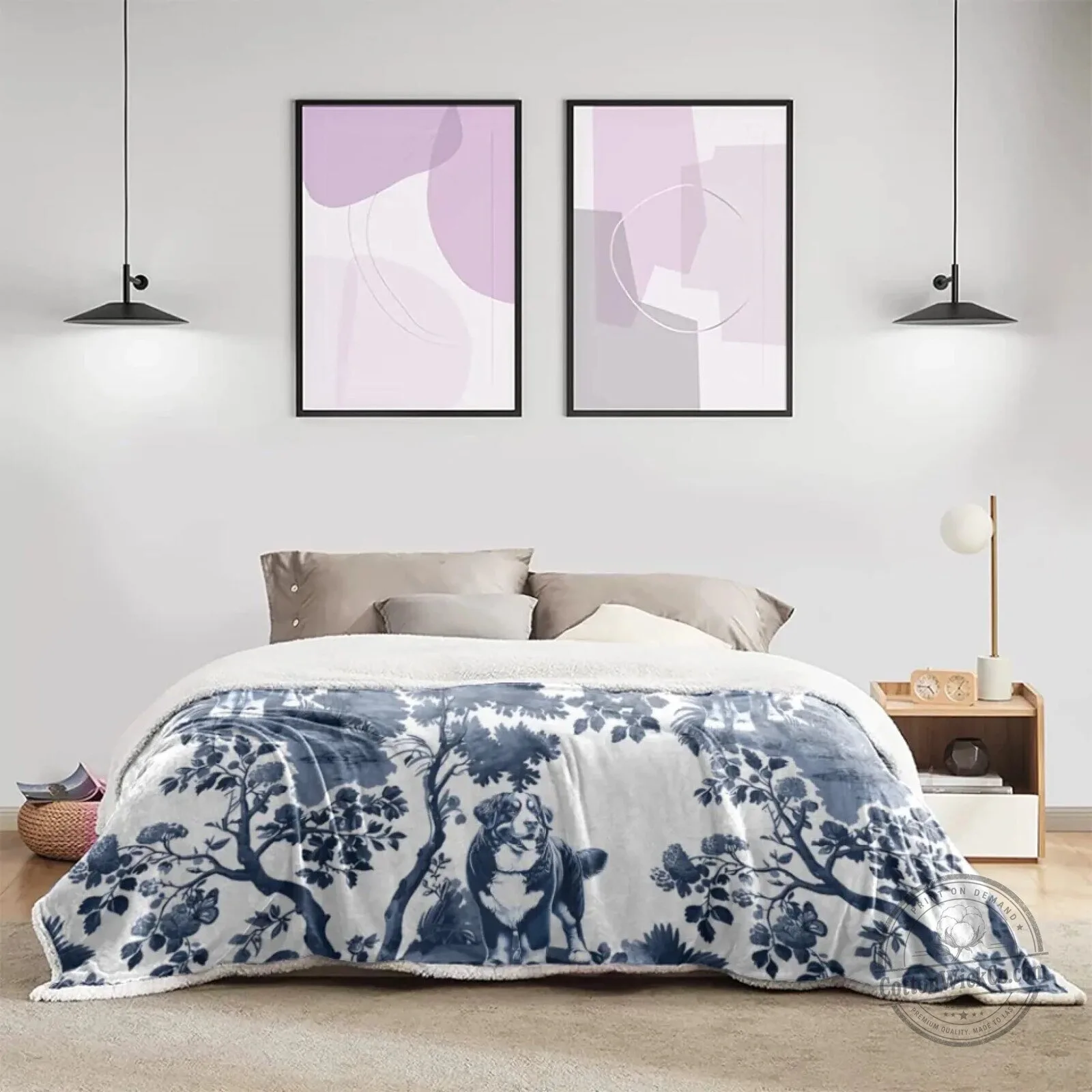Bernese Mountain Dog Toile Pattern Throw Blanket for Dog Lovers 19 Bernese Mountain Dog Toile Pattern Throw Blanket for Dog Lovers