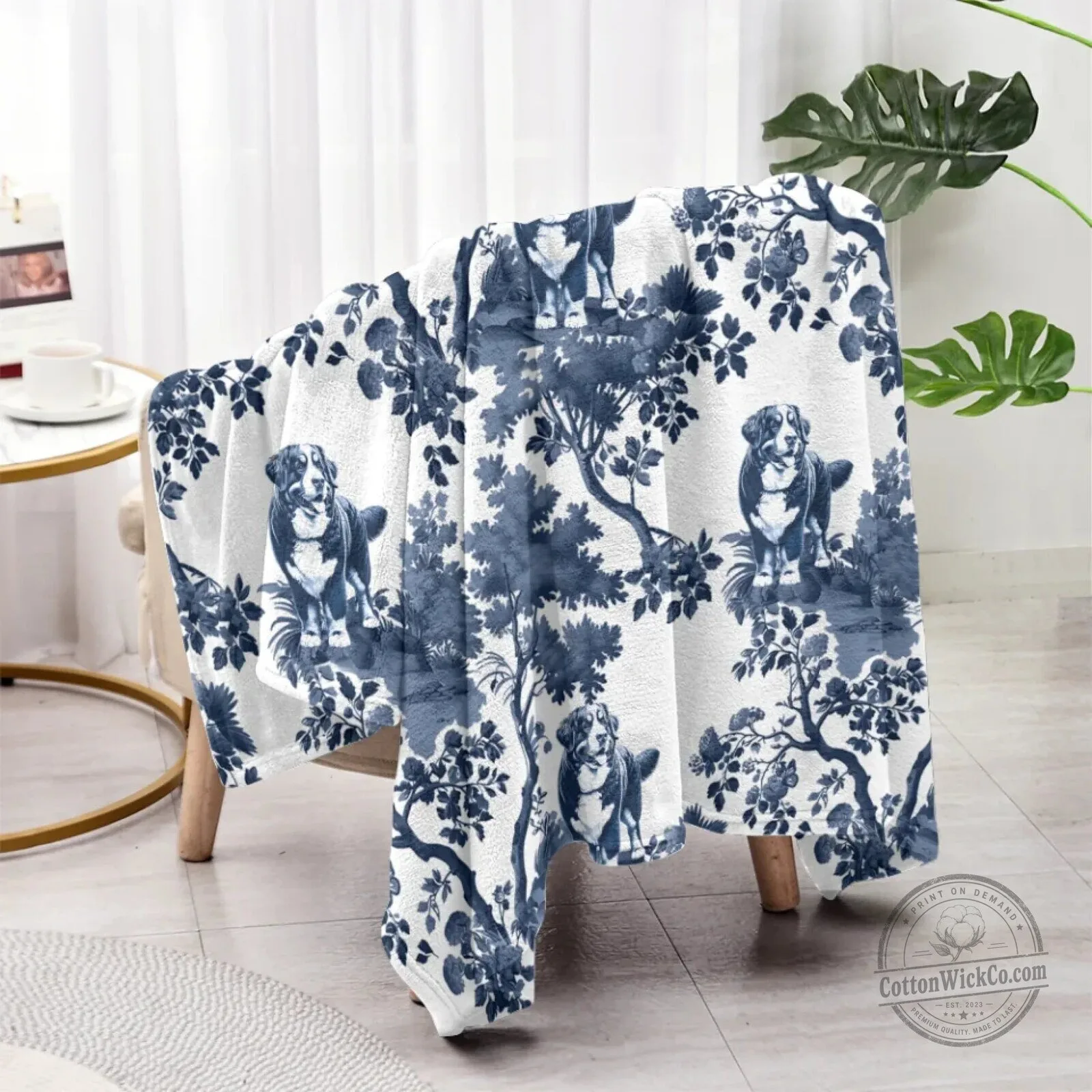 Bernese Mountain Dog Toile Pattern Throw Blanket for Dog Lovers 23 Bernese Mountain Dog Toile Pattern Throw Blanket for Dog Lovers