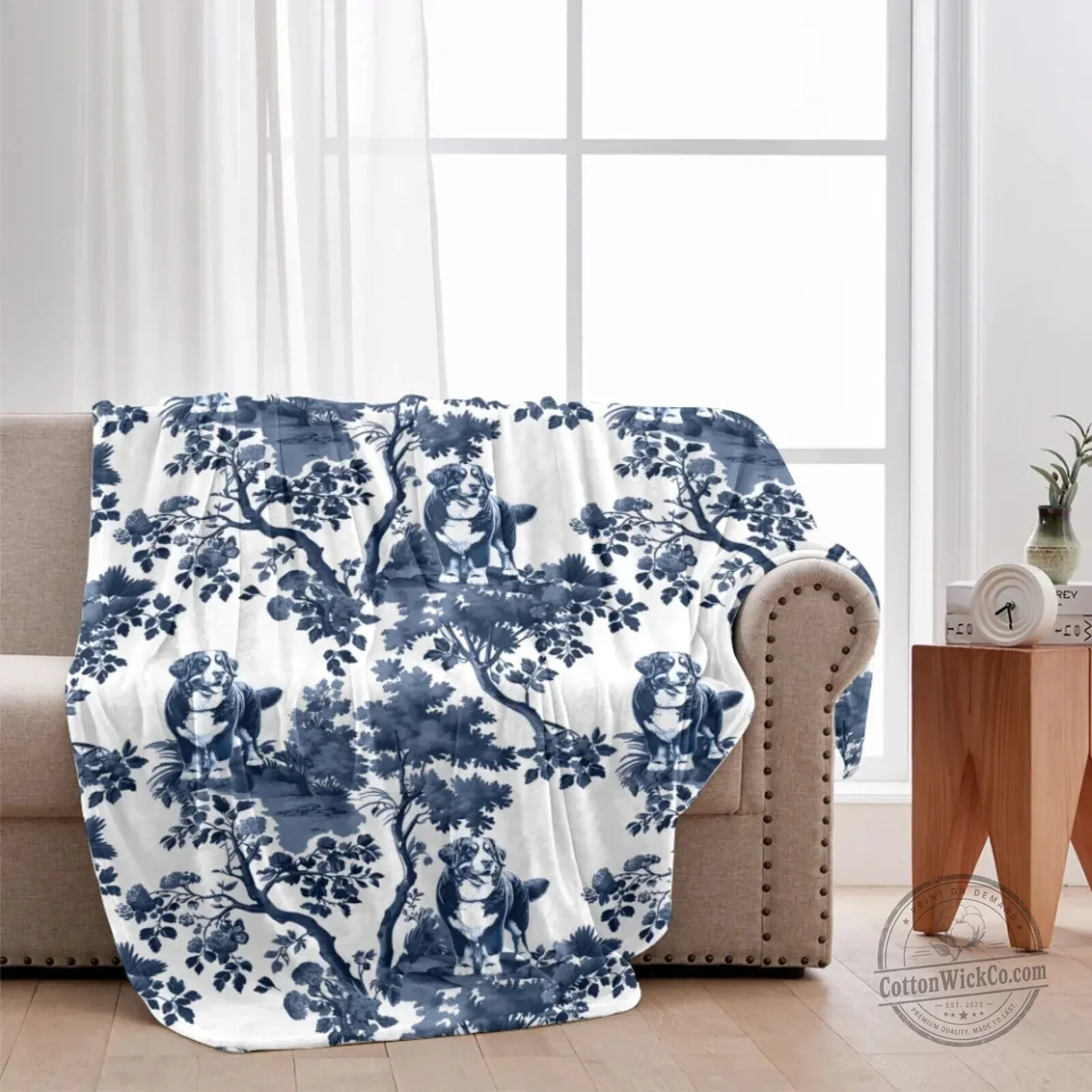 Bernese Mountain Dog Toile Pattern Throw Blanket for Dog Lovers 24 Bernese Mountain Dog Toile Pattern Throw Blanket for Dog Lovers
