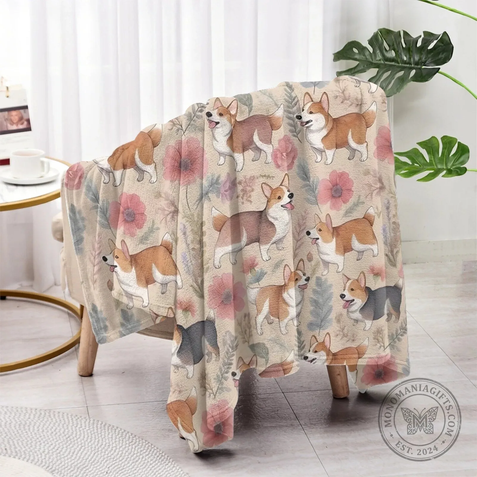 Vintage Corgi Dog Lover Floral Pattern Soft Cozy Throw Blanket 15 Vintage Corgi Dog Lover Floral Pattern Soft Cozy Throw Blanket