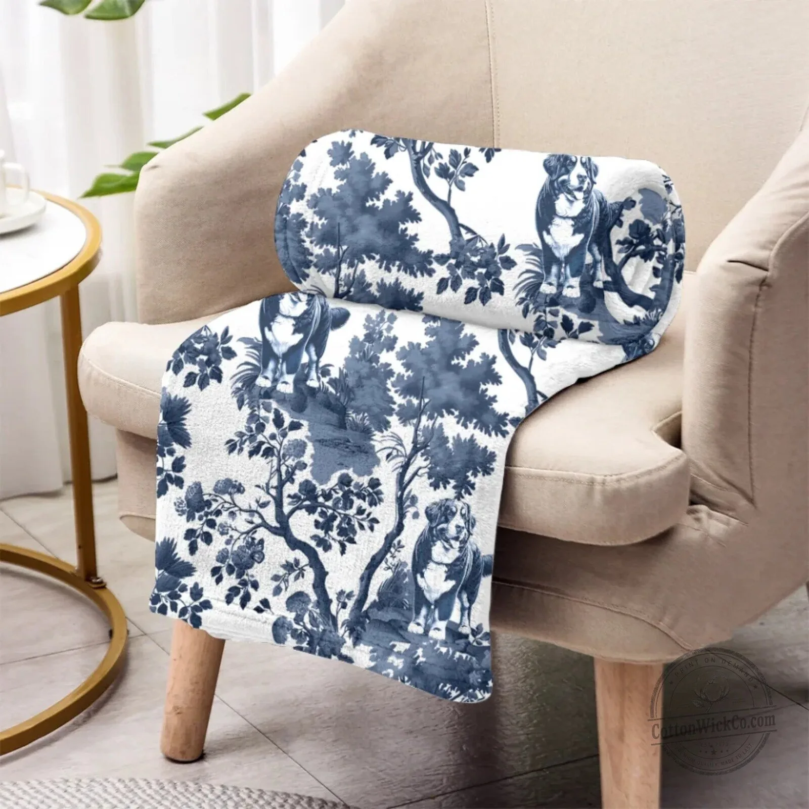 Bernese Mountain Dog Toile Pattern Throw Blanket for Dog Lovers 25 Bernese Mountain Dog Toile Pattern Throw Blanket for Dog Lovers