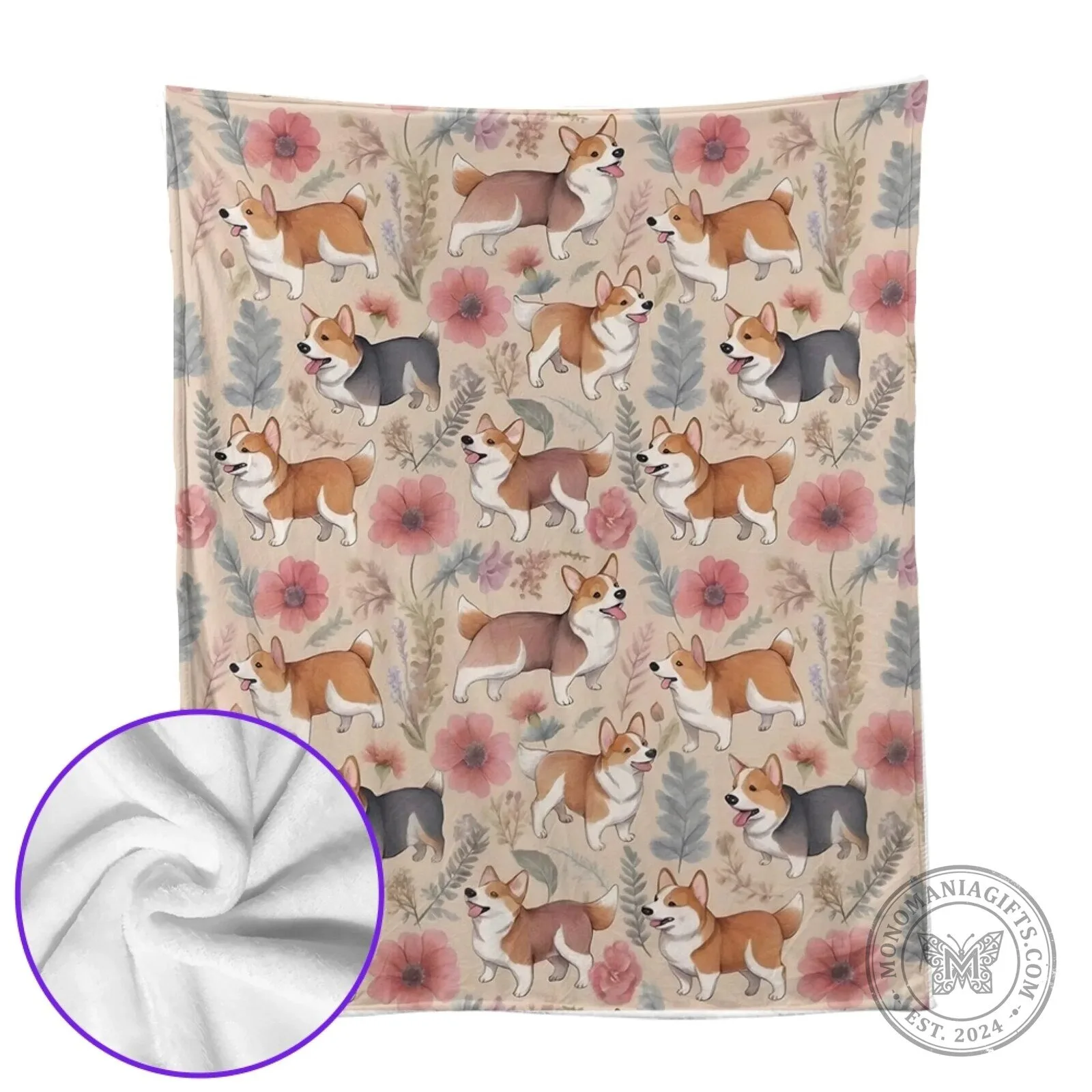 Vintage Corgi Dog Lover Floral Pattern Soft Cozy Throw Blanket 16 Vintage Corgi Dog Lover Floral Pattern Soft Cozy Throw Blanket