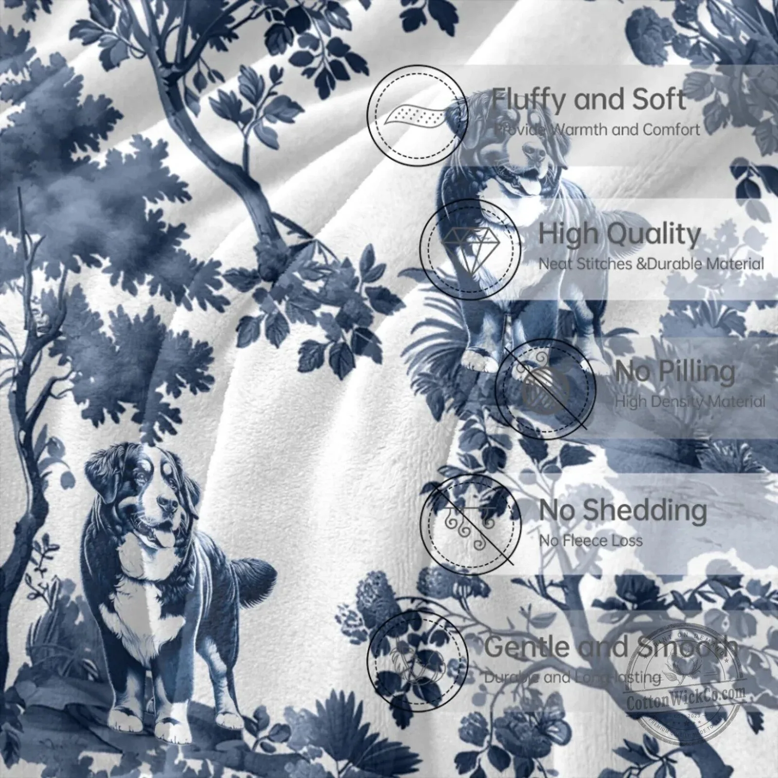 Bernese Mountain Dog Toile Pattern Throw Blanket for Dog Lovers 28 Bernese Mountain Dog Toile Pattern Throw Blanket for Dog Lovers