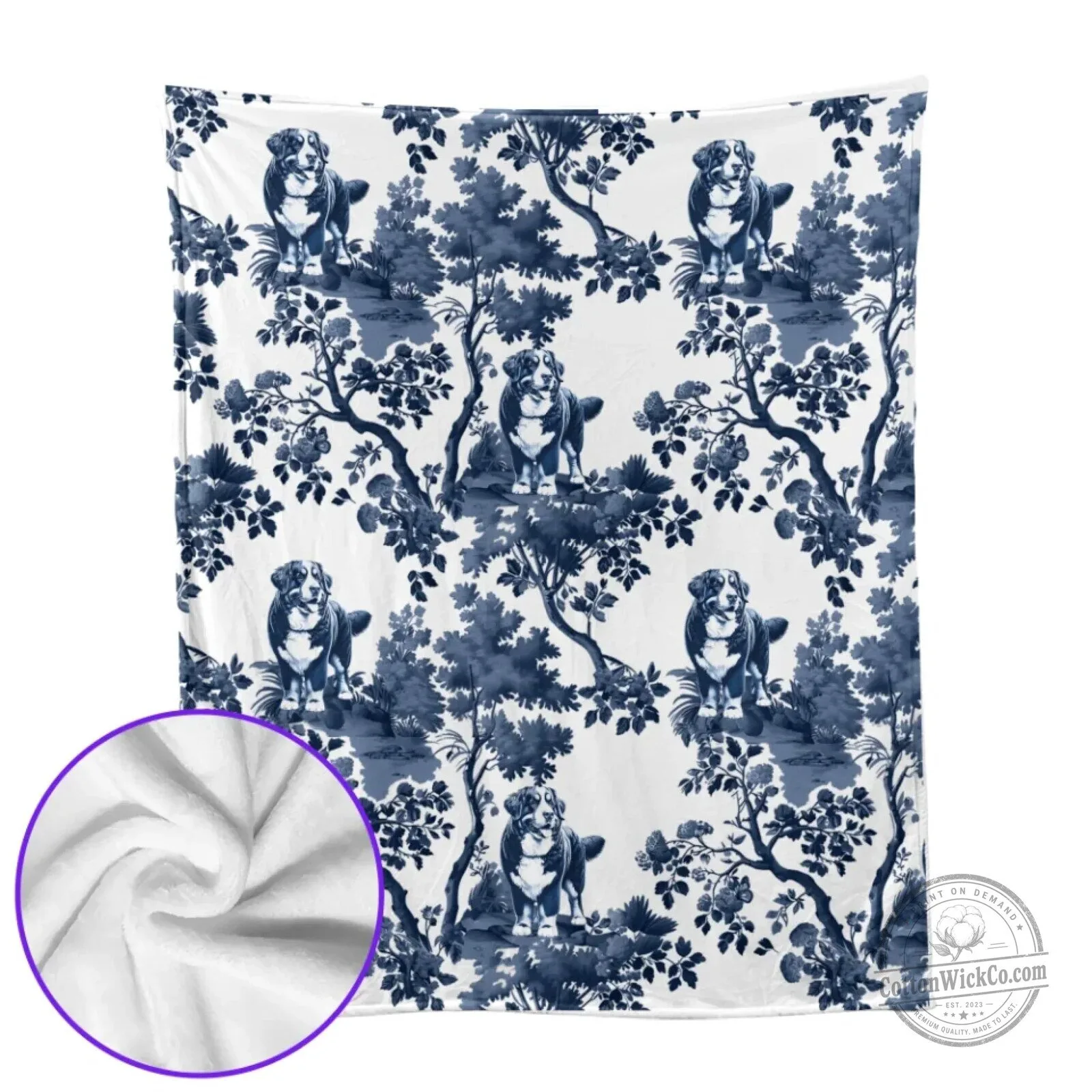 Bernese Mountain Dog Toile Pattern Throw Blanket for Dog Lovers 29 Bernese Mountain Dog Toile Pattern Throw Blanket for Dog Lovers