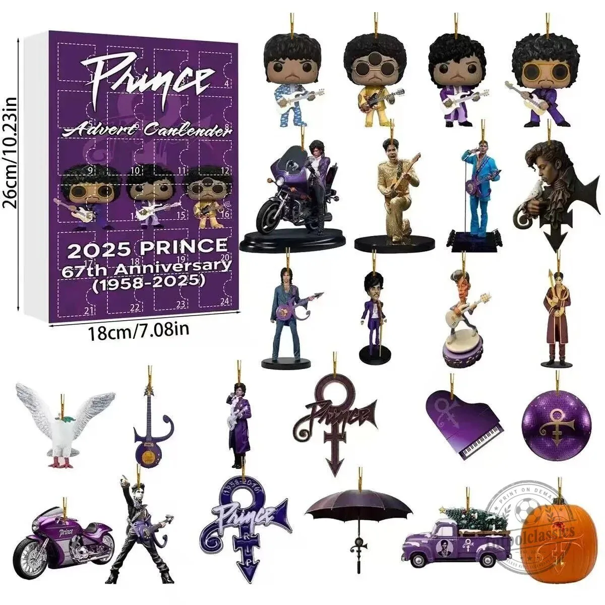 Prince Rogers Nelson 2025 67th Anniversary Advent Calendar Ornament Set