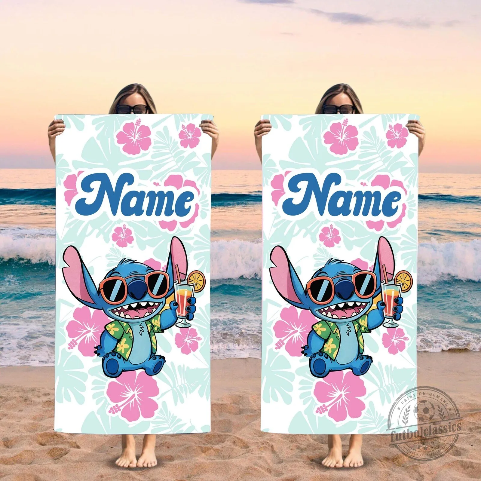 Personalized Stitch Hibiscus Floral Beach Bath Towel for Summer Vacation 9 Personalized Stitch Hibiscus Floral Beach Bath Towel for Summer Vacation