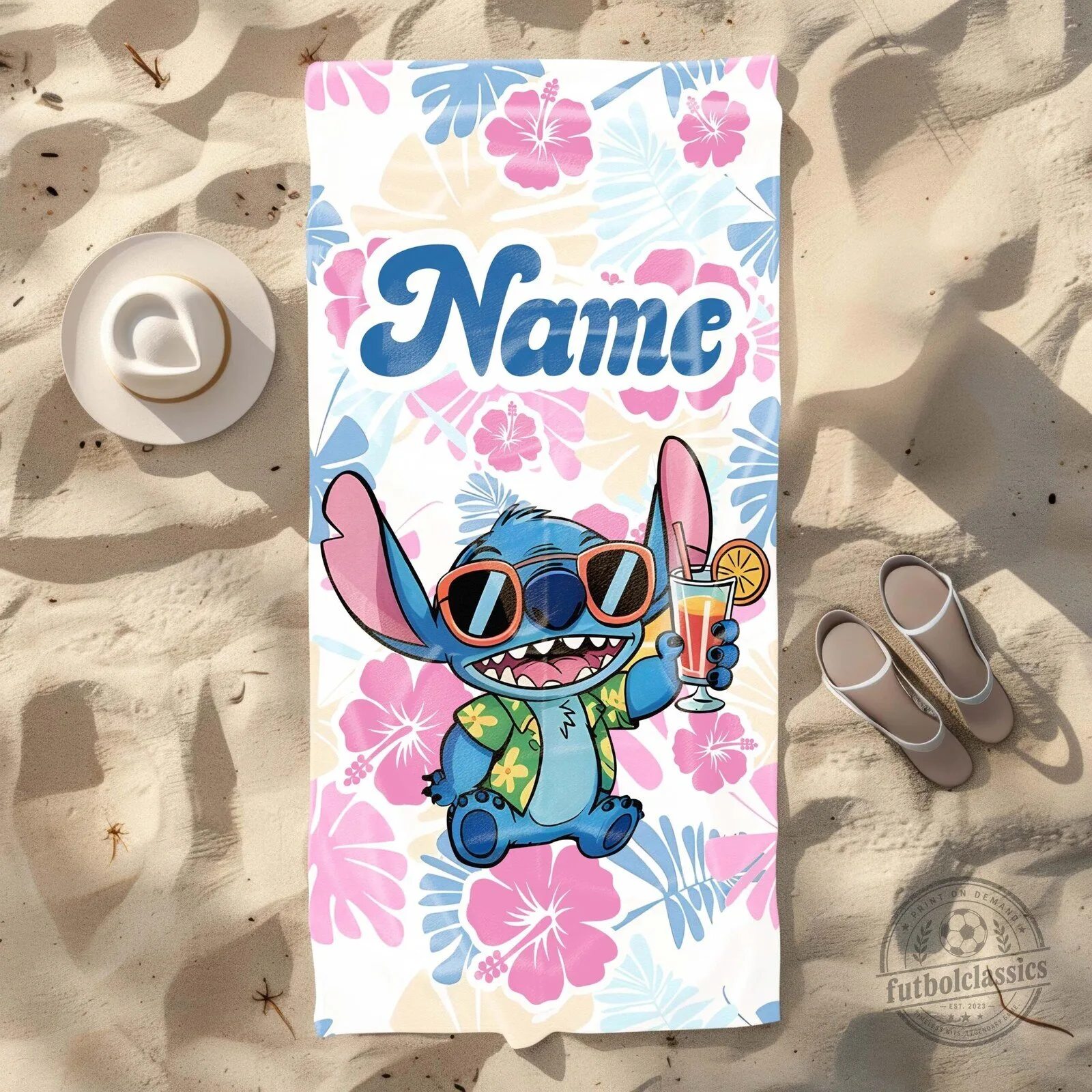 Personalized Stitch Hibiscus Floral Beach Bath Towel for Summer Vacation 10 Personalized Stitch Hibiscus Floral Beach Bath Towel for Summer Vacation