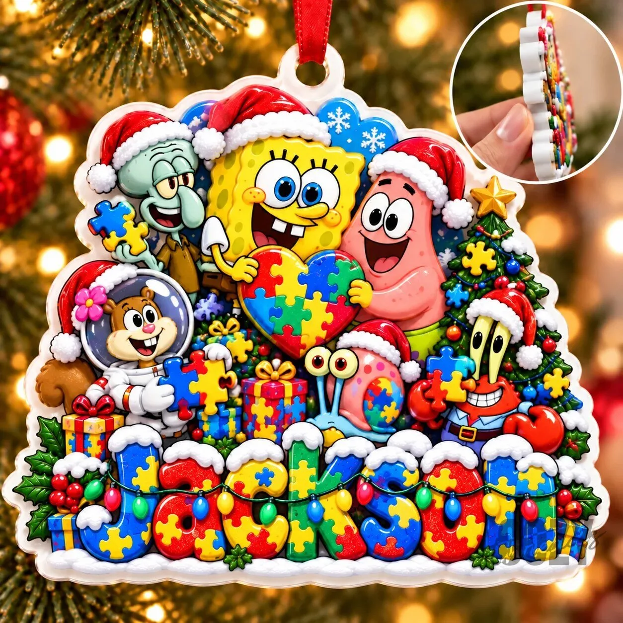 SpongeBob SquarePants Autism Awareness Christmas Tree Ornament