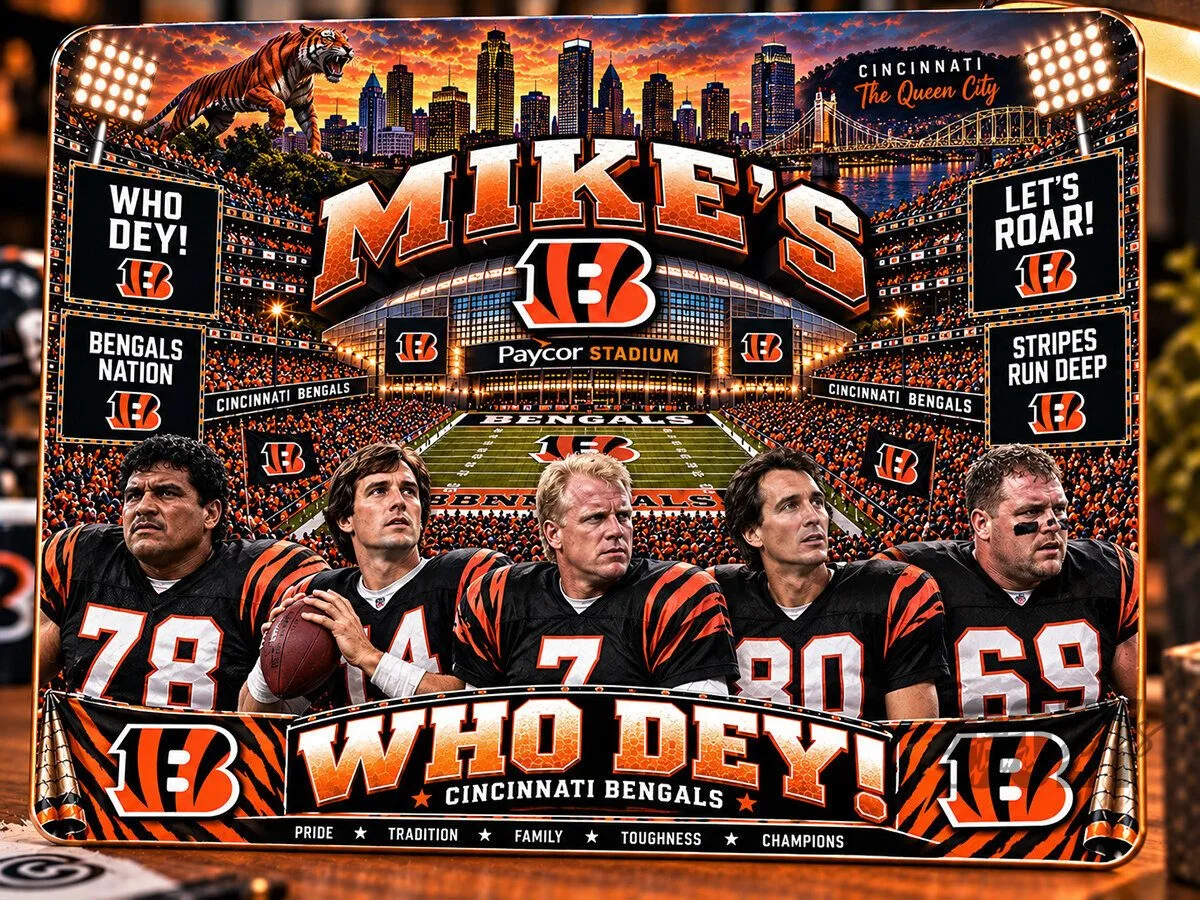 Cincinnati Bengals Football Team Legends Stadium Wooden Wall Art Plaque