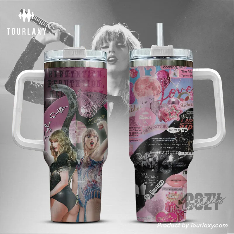 Taylor Swift Reputation and Lover Album Art 40 Ounce Tumbler with Handle