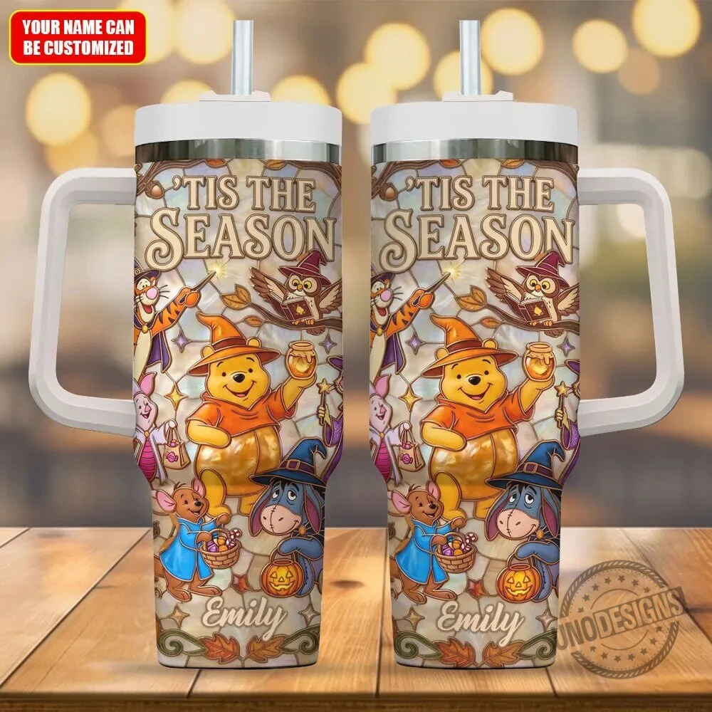 Winnie the Pooh Halloween Tis the Season Personalized Tumbler
