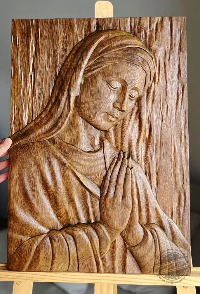 Hand Carved Virgin Mary Wooden Wall Art Plaque Religious Home Decor 25 Hand Carved Virgin Mary Wooden Wall Art Plaque Religious Home Decor