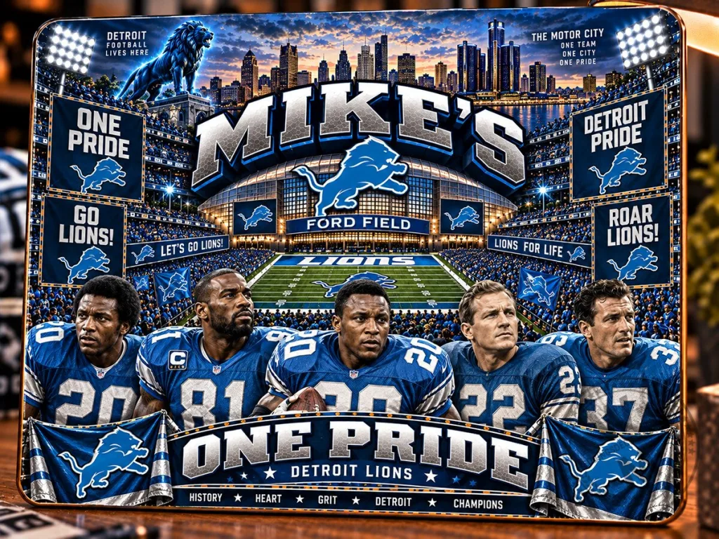 Detroit Lions Football Team Ford Field Stadium Wooden Wall Art Plaque