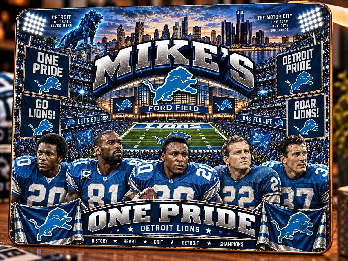 Detroit Lions Football Team Ford Field Stadium Wooden Wall Art Plaque