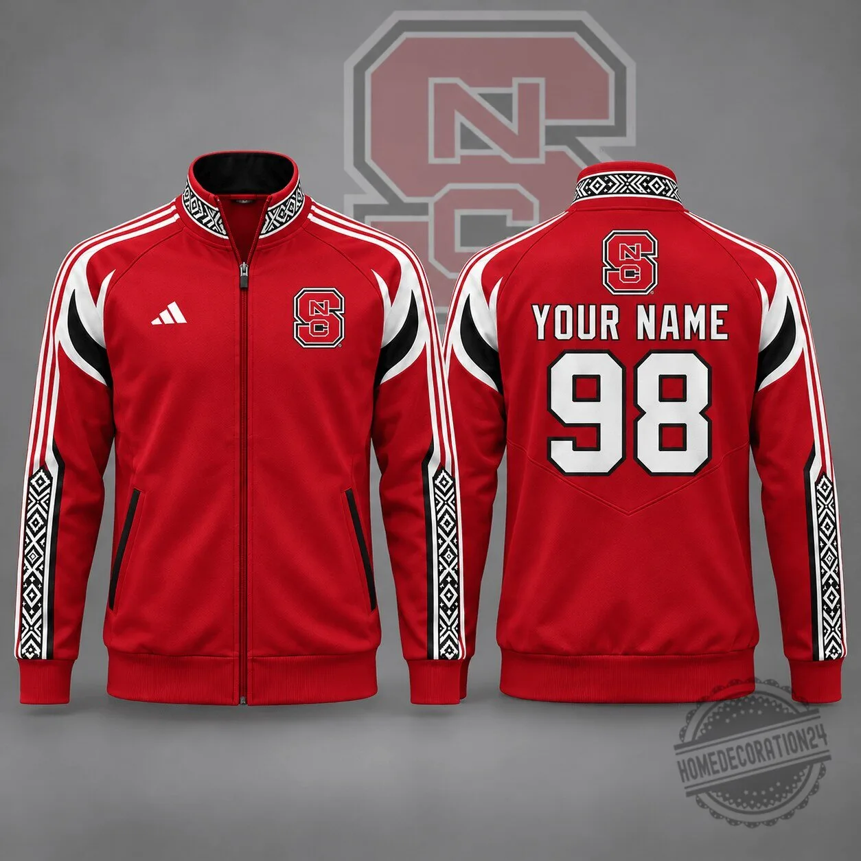 North Carolina State Wolfpack Personalized Red Full Zip Track Jacket