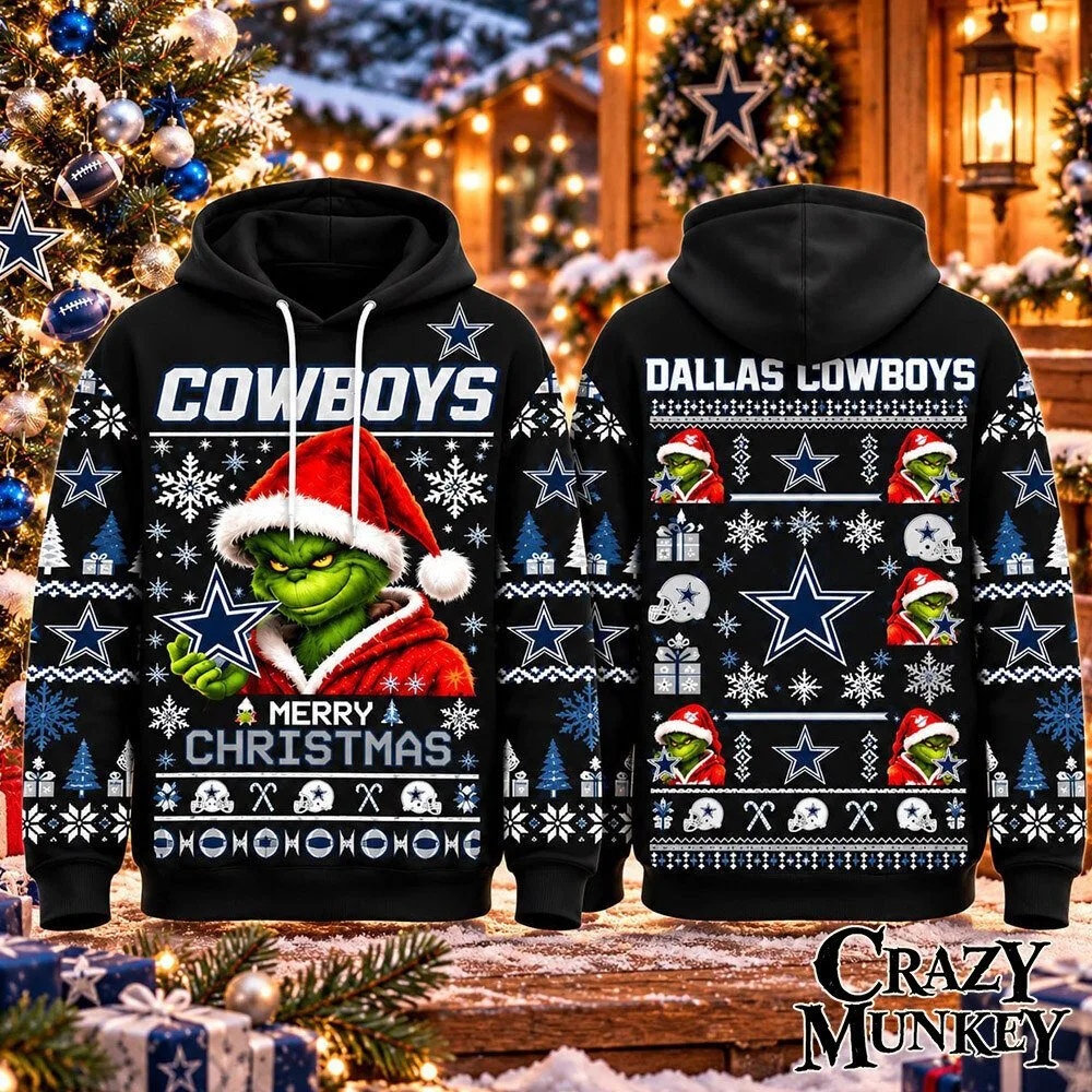 Dallas Cowboys Grinch Merry Christmas Football Hoodie | Apparel