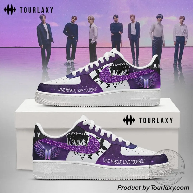 BTS Love Yourself Purple Glitter Custom Printed Sneakers