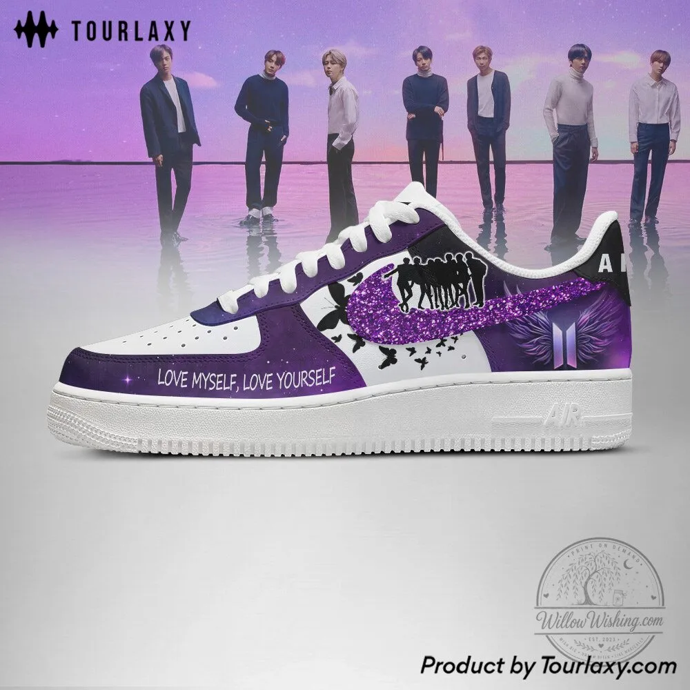 BTS Love Yourself Purple Glitter Custom Printed Sneakers 8 BTS Love Yourself Purple Glitter Custom Printed Sneakers