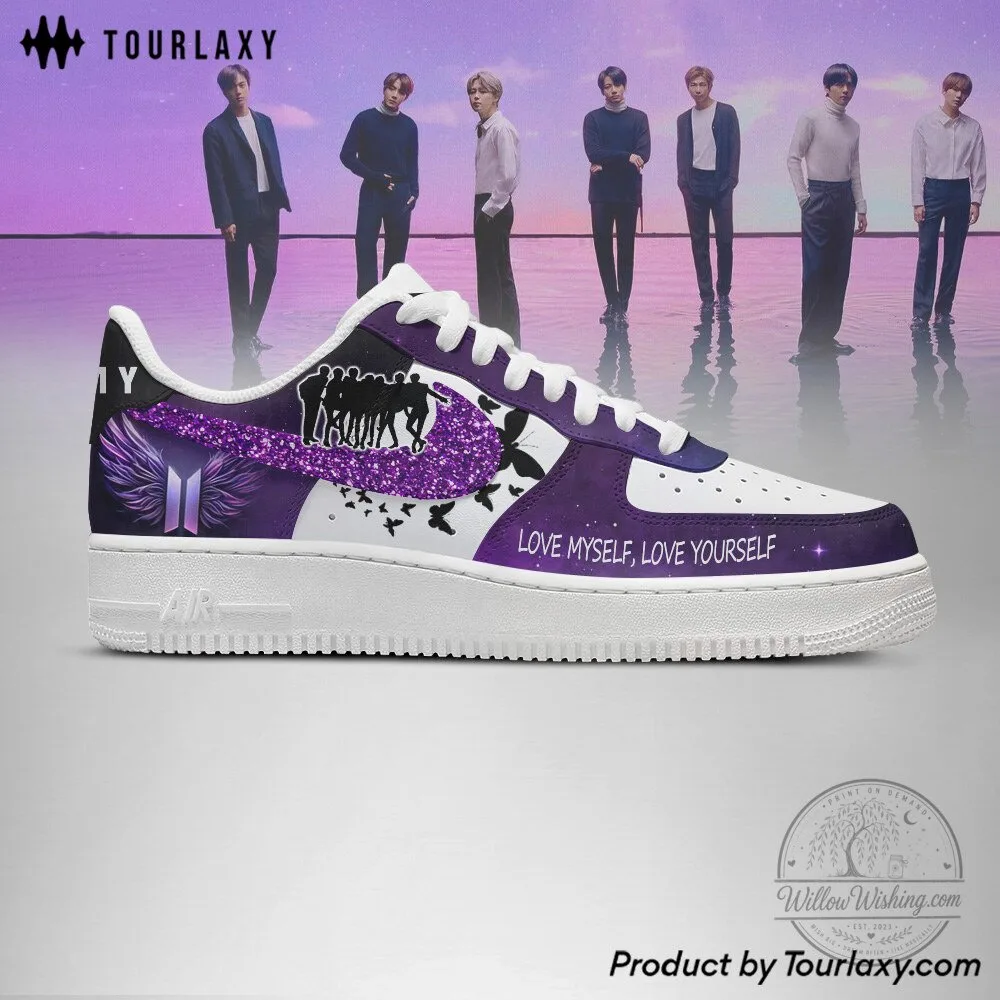 BTS Love Yourself Purple Glitter Custom Printed Sneakers 9 BTS Love Yourself Purple Glitter Custom Printed Sneakers