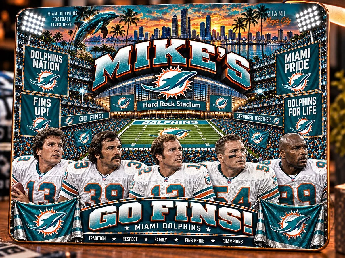 Miami Dolphins Football Hard Rock Stadium Custom Name Wooden Wall Art Plaque 3 Miami Dolphins Football Hard Rock Stadium Custom Name Wooden Wall Art Plaque