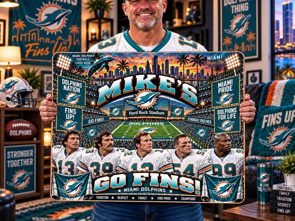 Miami Dolphins Football Hard Rock Stadium Custom Name Wooden Wall Art Plaque 4 Miami Dolphins Football Hard Rock Stadium Custom Name Wooden Wall Art Plaque