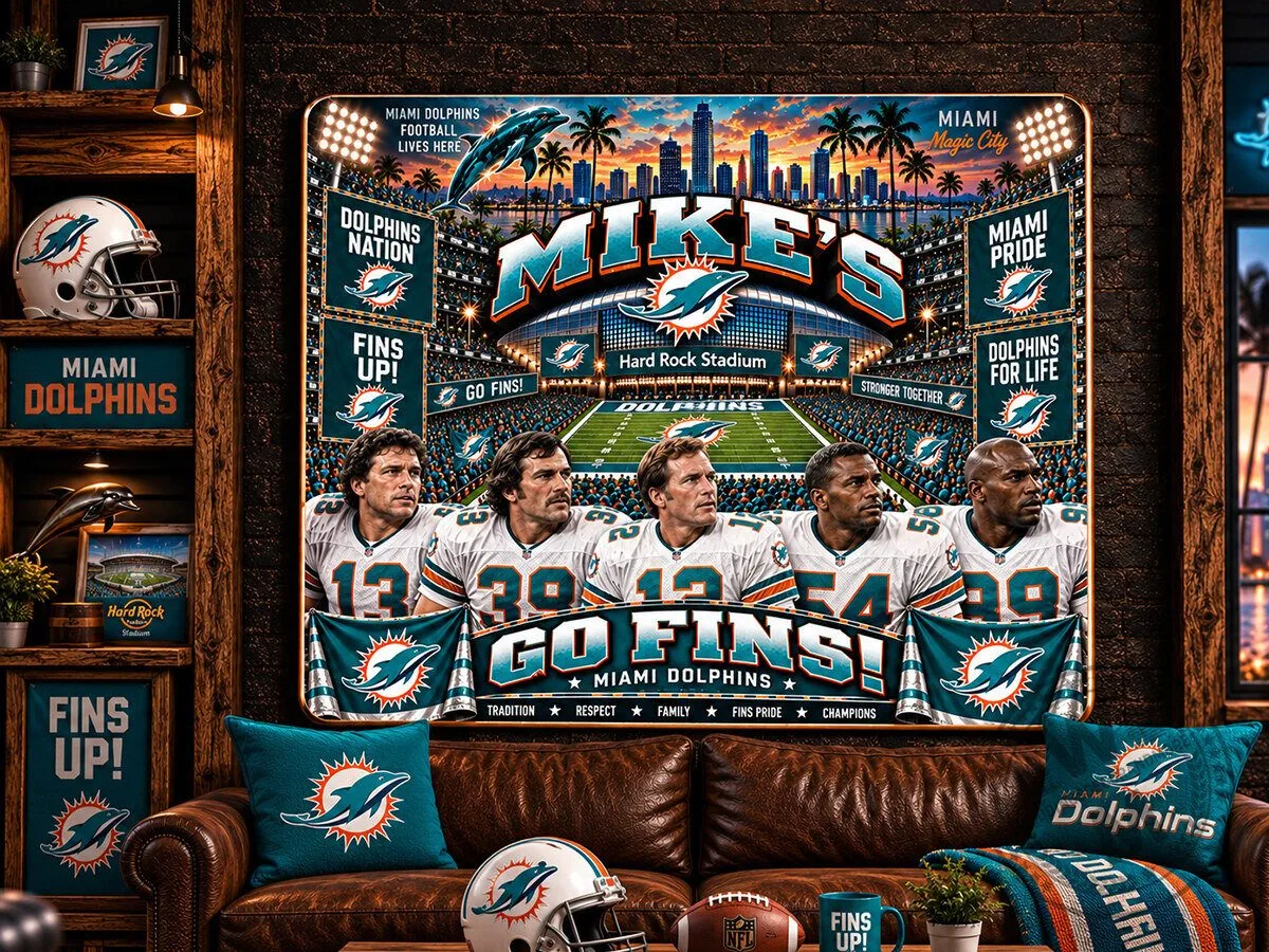 Miami Dolphins Football Hard Rock Stadium Custom Name Wooden Wall Art Plaque 5 Miami Dolphins Football Hard Rock Stadium Custom Name Wooden Wall Art Plaque