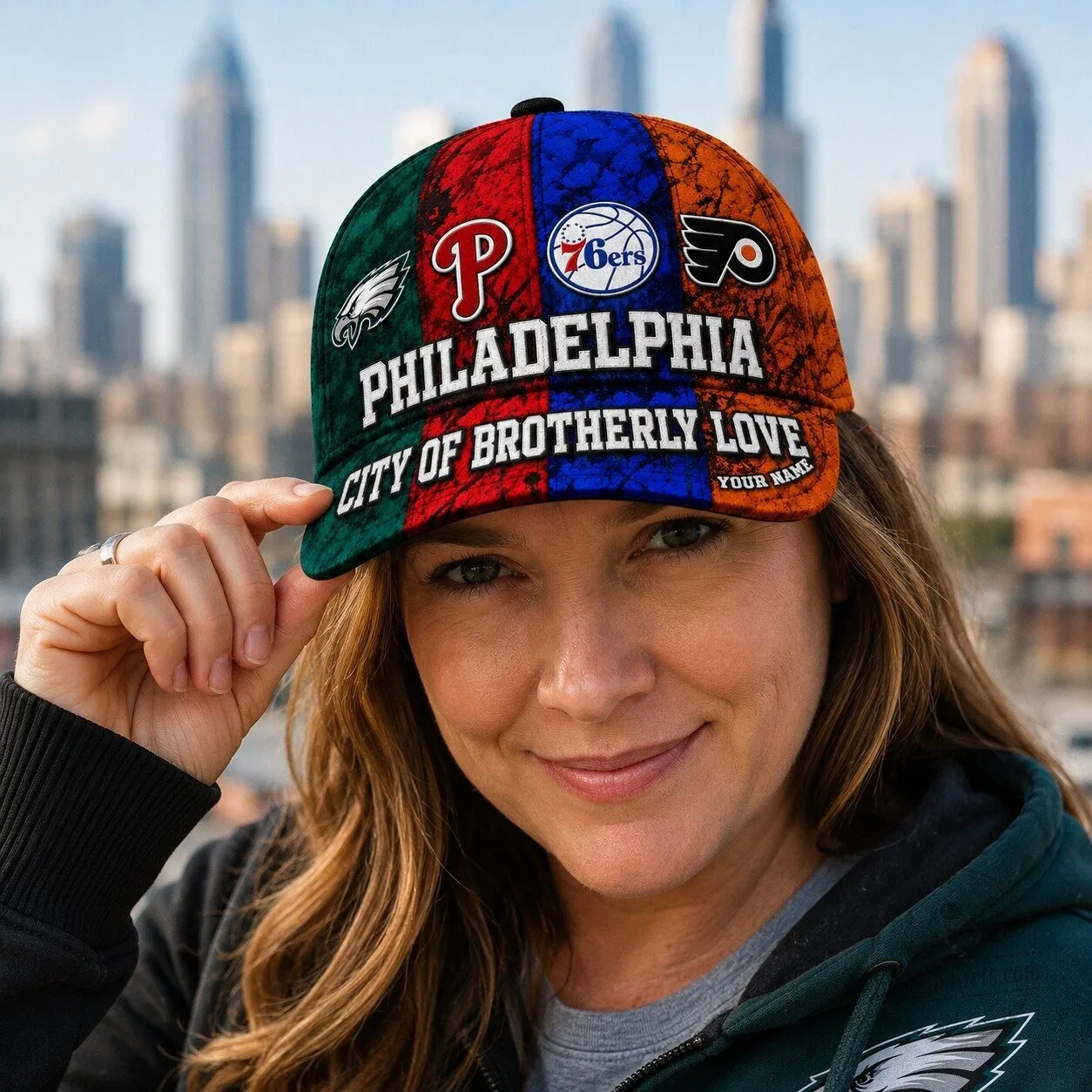 Philadelphia Sports Teams City of Brotherly Love Baseball Cap Hat 14 Philadelphia Sports Teams City of Brotherly Love Baseball Cap Hat