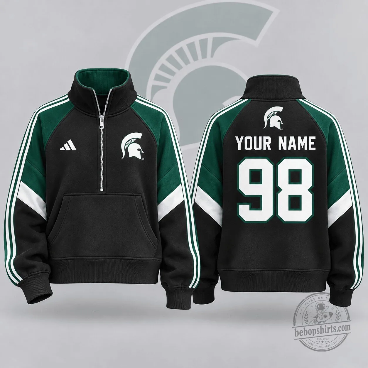 Michigan State Spartans Personalized Quarter Zip Pullover Sweatshirt