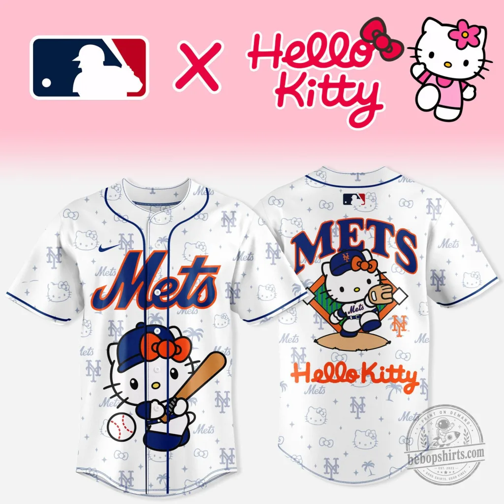 New York Mets Hello Kitty Baseball White MLB Baseball Jersey 70 New York Mets Hello Kitty Baseball White MLB Baseball Jersey