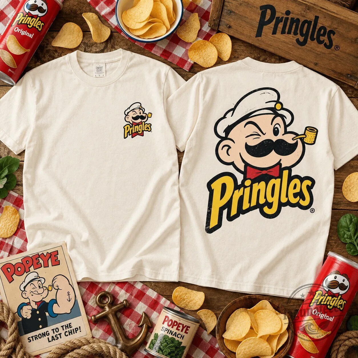 Popeye The Sailor Man Pringles Collaboration Graphic T-Shirt