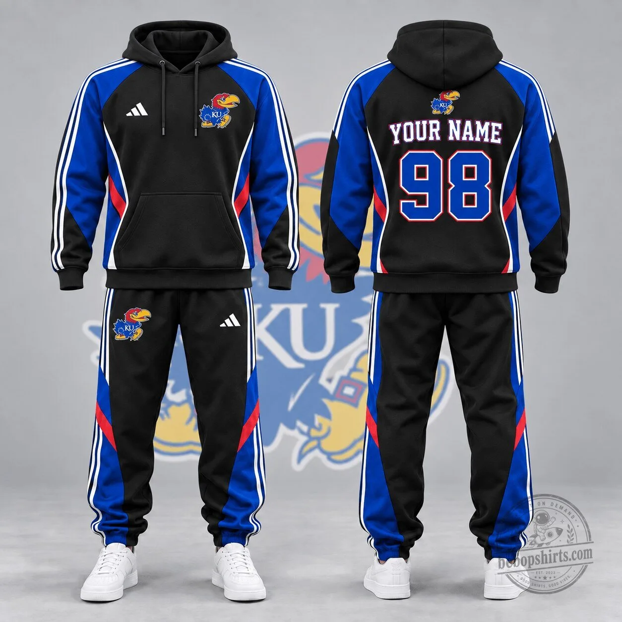 Kansas Jayhawks Personalized Game Day Performance Hoodie and Jogger Set
