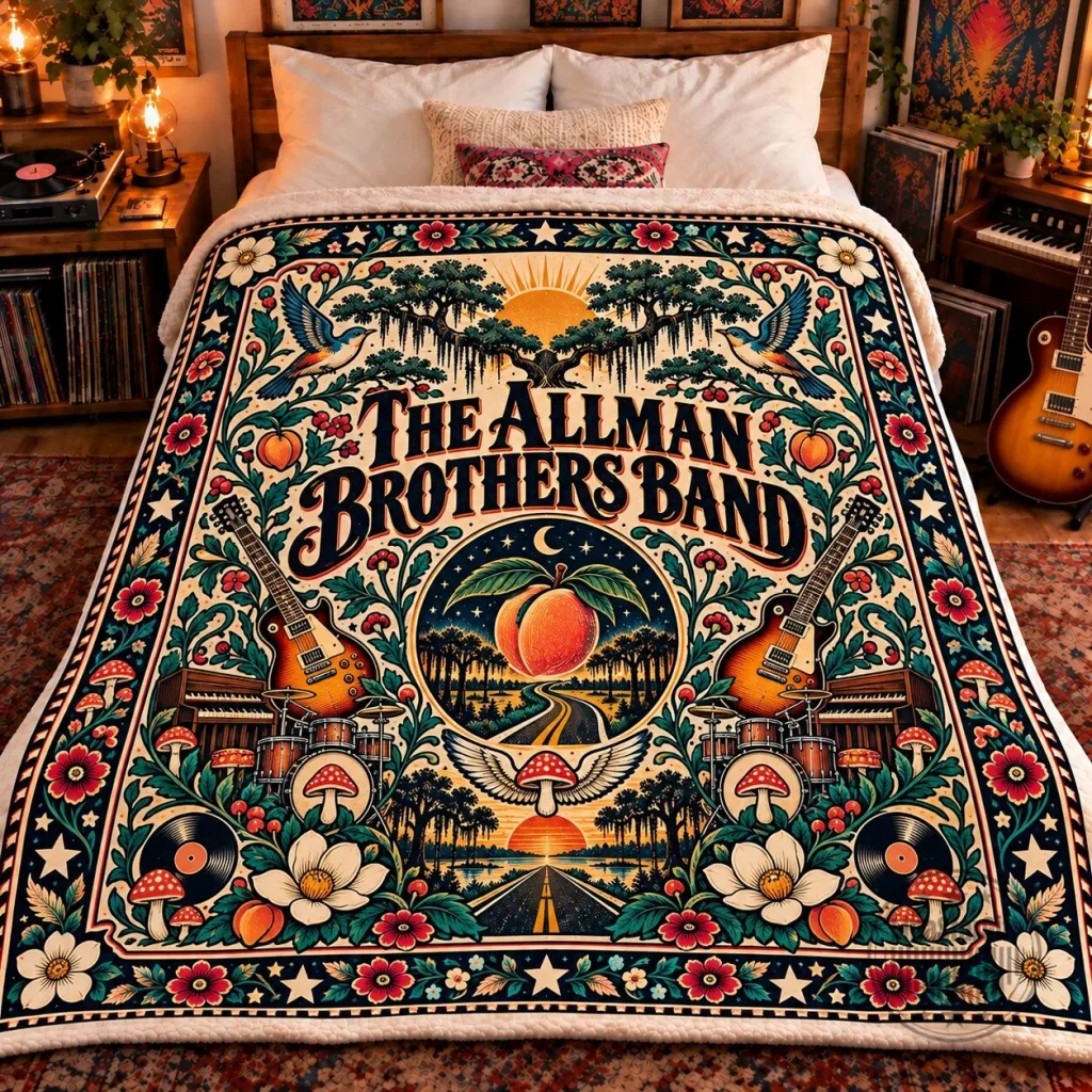 The Allman Brothers Band Vintage Jam Rock Music Fan Blanket The Allman Brothers Band Vintage Jam Rock Music Fan Blanket