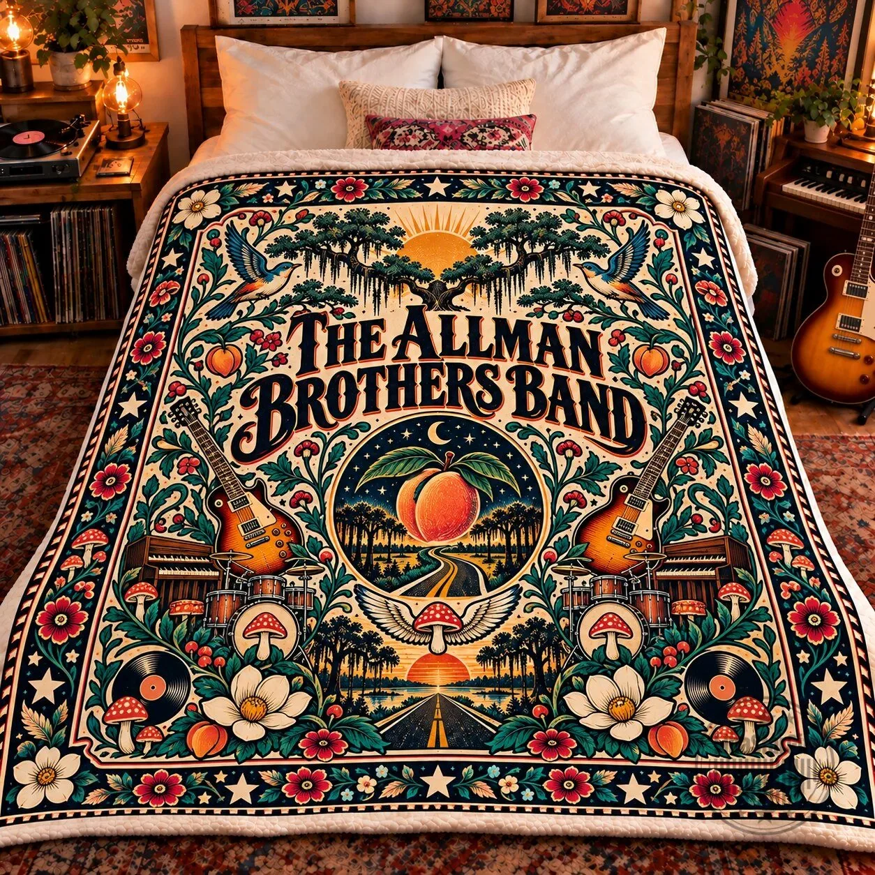 The Allman Brothers Band Vintage Jam Rock Music Fan Blanket 5 The Allman Brothers Band Vintage Jam Rock Music Fan Blanket