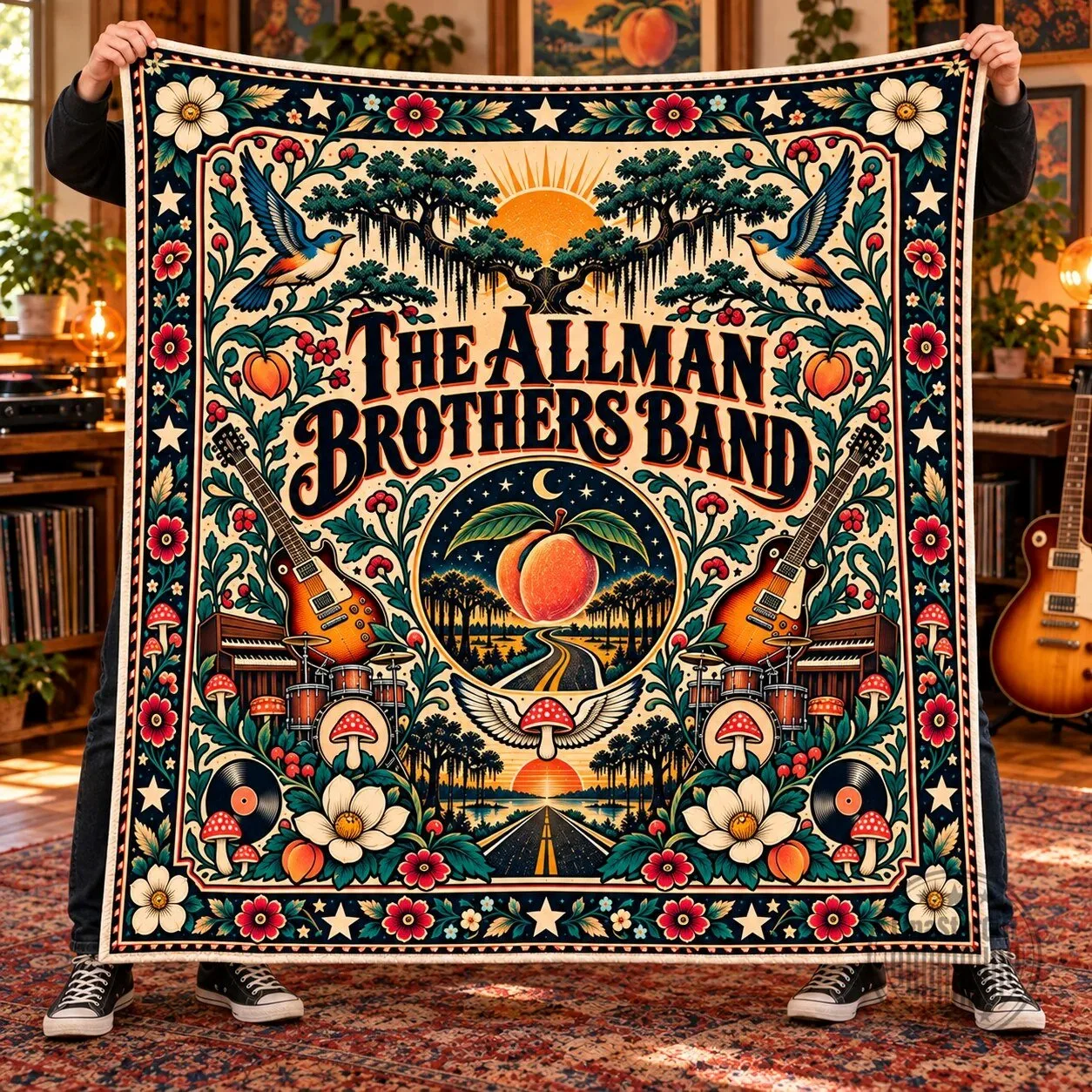 The Allman Brothers Band Vintage Jam Rock Music Fan Blanket 6 The Allman Brothers Band Vintage Jam Rock Music Fan Blanket