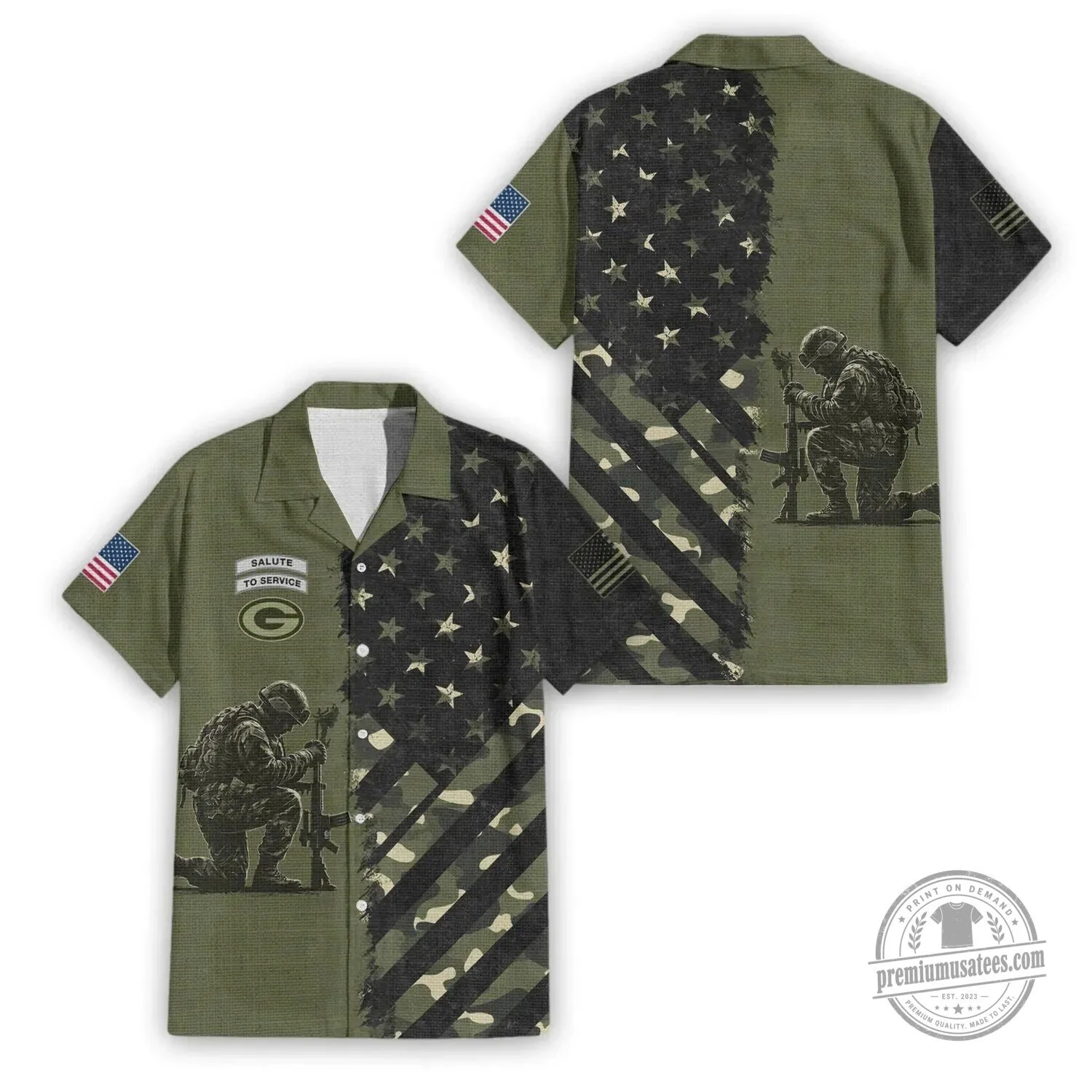 Green Bay Packers Salute To Service Premium Hawaiian Shirt