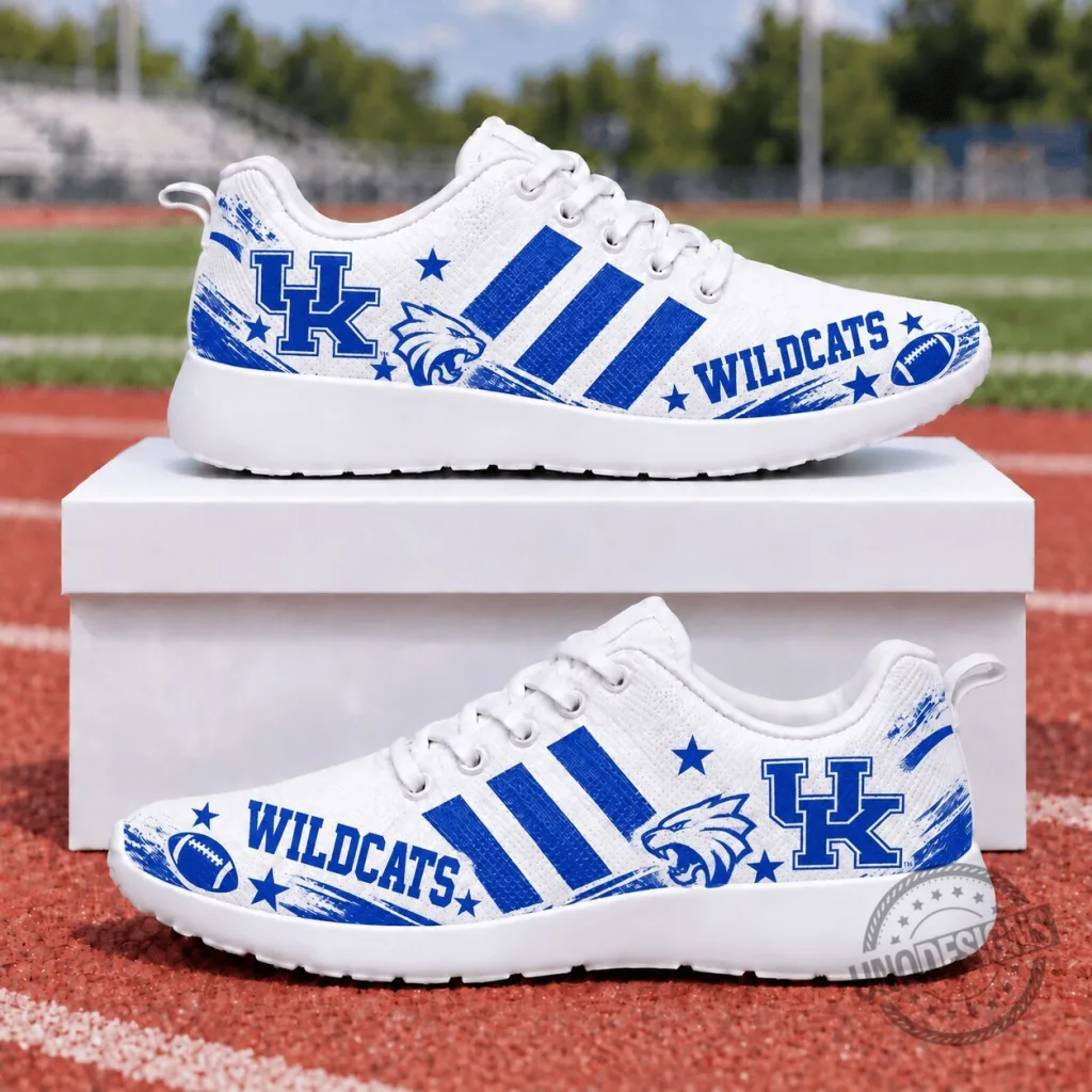 Kentucky Wildcats White and Blue Football Team Running Shoes Kentucky Wildcats White and Blue Football Team Running Shoes