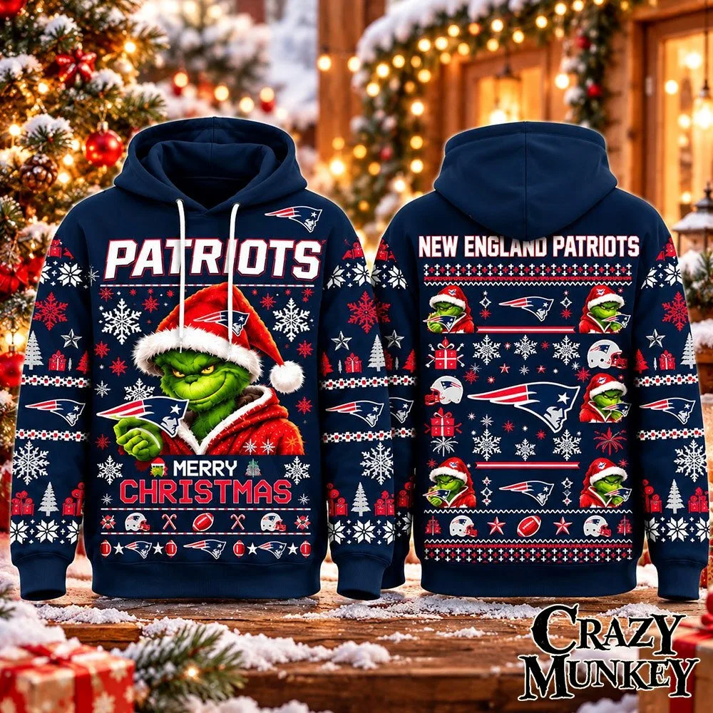 New England Patriots Grinch Merry Christmas Football Hoodie | Apparel
