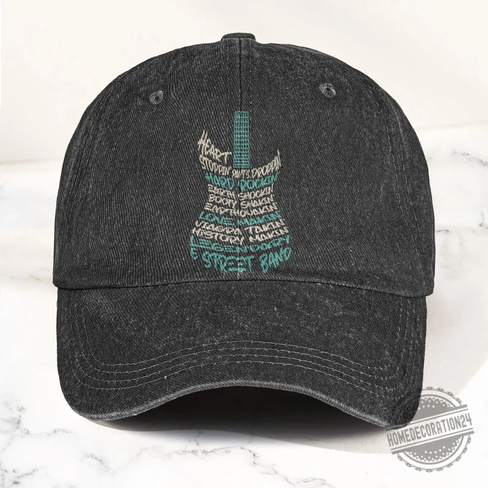 Bruce Springsteen E Street Band Guitar Word Art Denim Baseball Cap