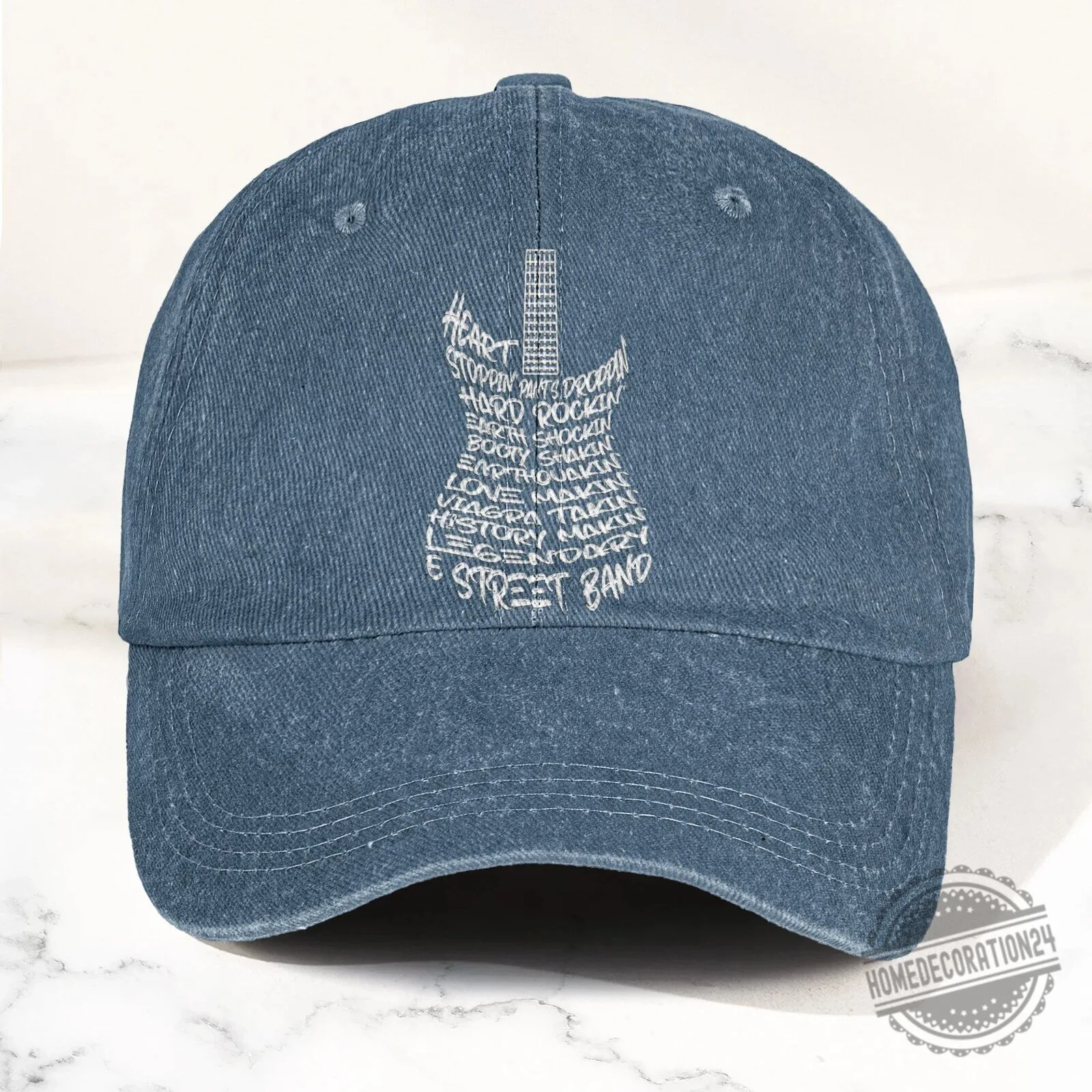 Bruce Springsteen E Street Band Guitar Word Art Denim Baseball Cap 14 Bruce Springsteen E Street Band Guitar Word Art Denim Baseball Cap