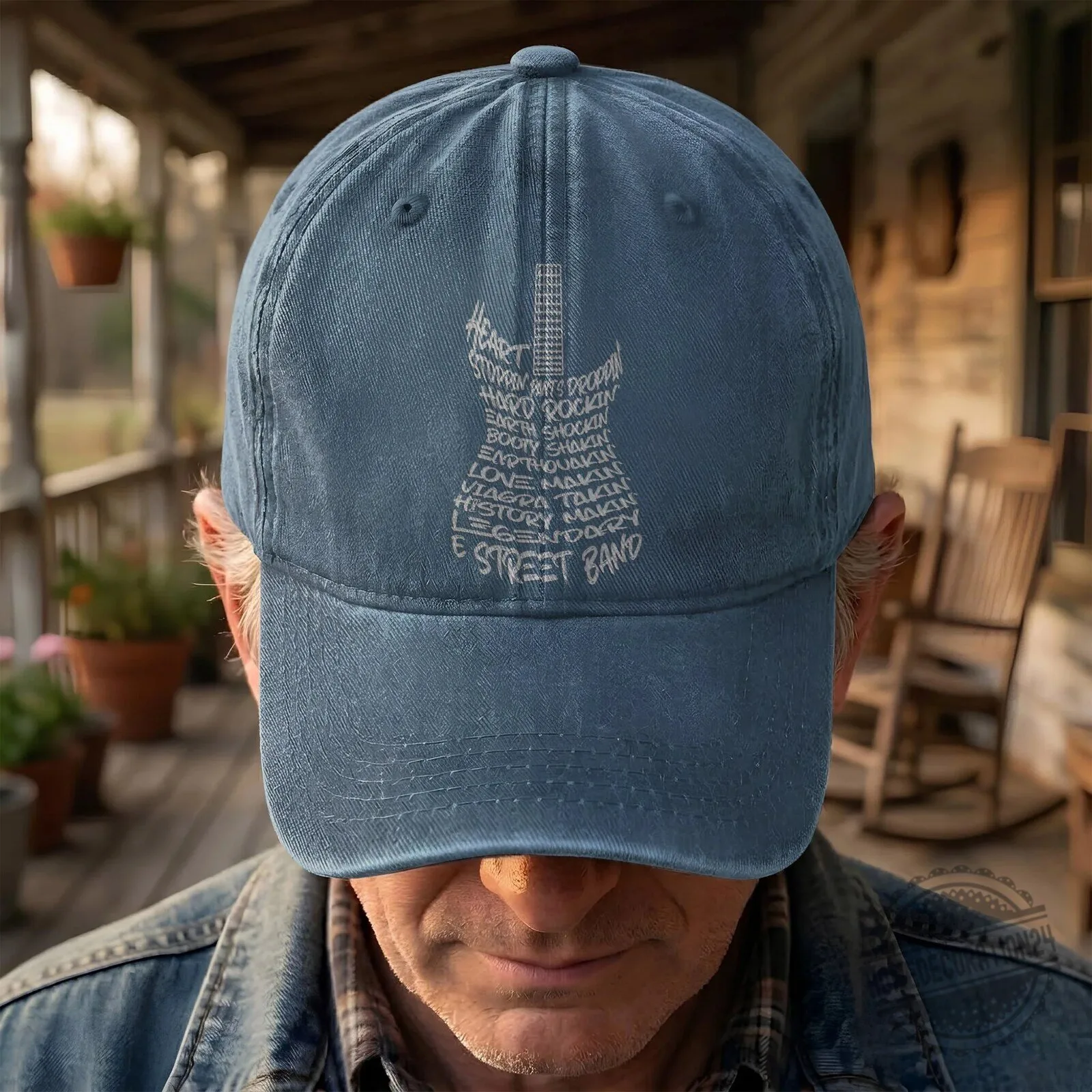 Bruce Springsteen E Street Band Guitar Word Art Denim Baseball Cap 19 Bruce Springsteen E Street Band Guitar Word Art Denim Baseball Cap