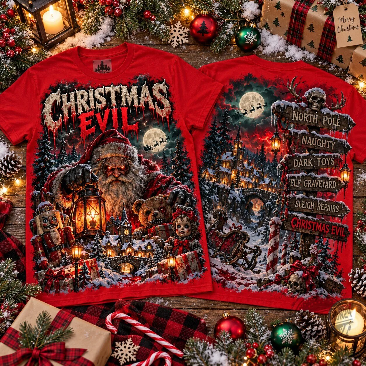 Christmas Evil Santa Claus Horror Movie Graphic T-Shirt