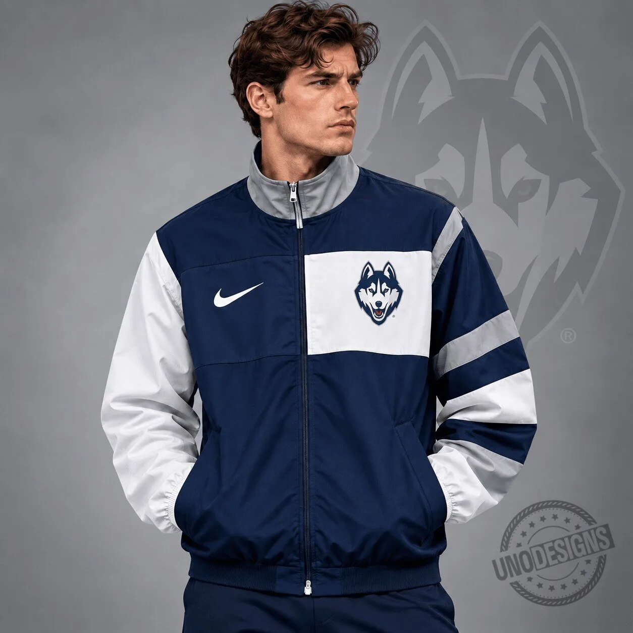 University of Connecticut Huskies NCAA Nike Sideline Colorblock Full Zip Jacket