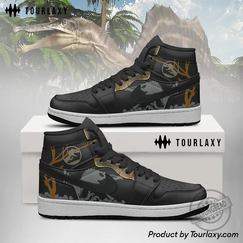 Jurassic Park Spinosaurus Dinosaur Black High-Top Sneakers Shoes 3 Jurassic Park Spinosaurus Dinosaur Black High-Top Sneakers Shoes