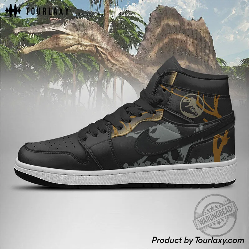 Jurassic Park Spinosaurus Dinosaur Black High-Top Sneakers Shoes 4 Jurassic Park Spinosaurus Dinosaur Black High-Top Sneakers Shoes