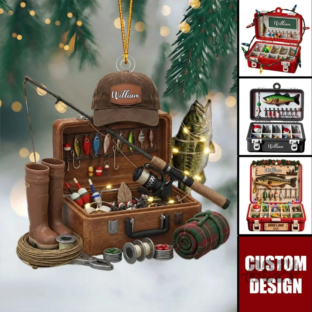 Personalized Fishing Tackle Box Custom Name Christmas Tree Ornament Personalized Fishing Tackle Box Custom Name Christmas Tree Ornament