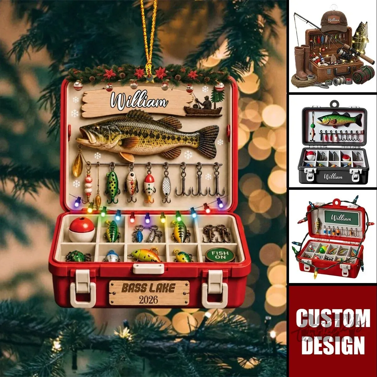 Personalized Fishing Tackle Box Custom Name Christmas Tree Ornament 7 Personalized Fishing Tackle Box Custom Name Christmas Tree Ornament